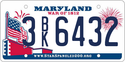 MD license plate 3BK6432