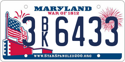 MD license plate 3BK6433