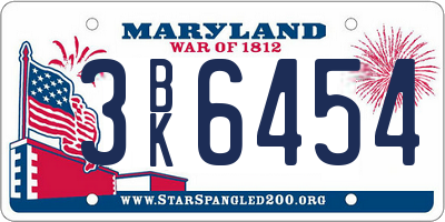MD license plate 3BK6454