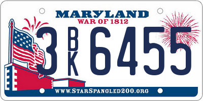 MD license plate 3BK6455