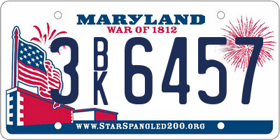 MD license plate 3BK6457
