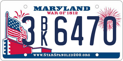 MD license plate 3BK6470