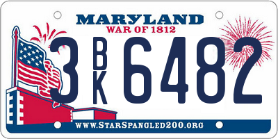MD license plate 3BK6482