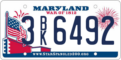 MD license plate 3BK6492