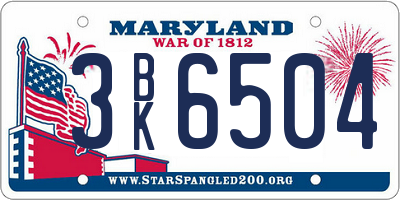 MD license plate 3BK6504