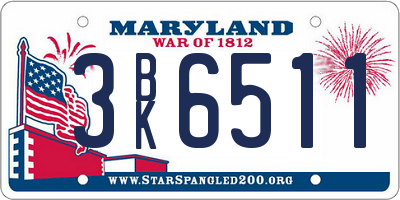 MD license plate 3BK6511
