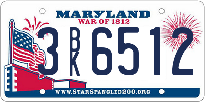 MD license plate 3BK6512