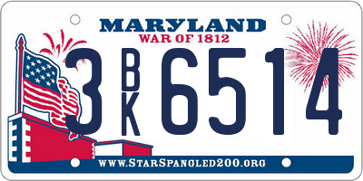 MD license plate 3BK6514