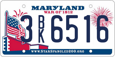 MD license plate 3BK6516