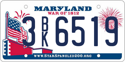 MD license plate 3BK6519