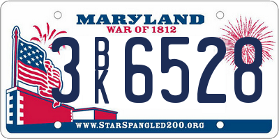 MD license plate 3BK6528