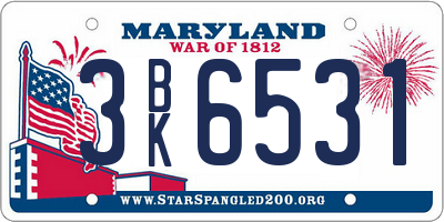 MD license plate 3BK6531