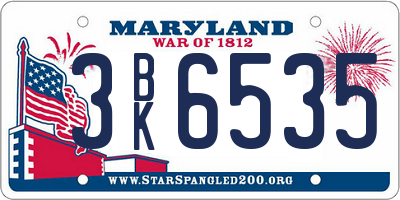 MD license plate 3BK6535