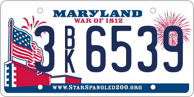 MD license plate 3BK6539