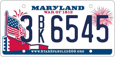 MD license plate 3BK6545