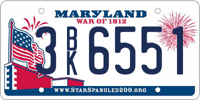 MD license plate 3BK6551