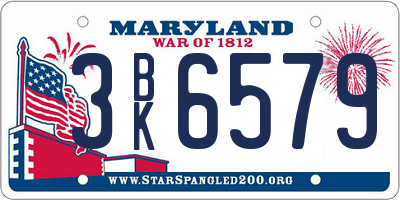 MD license plate 3BK6579
