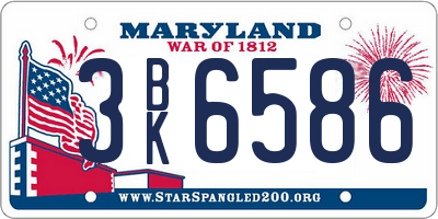 MD license plate 3BK6586