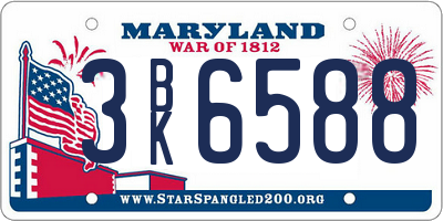 MD license plate 3BK6588