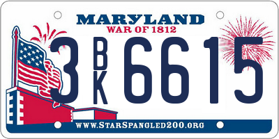 MD license plate 3BK6615