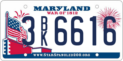 MD license plate 3BK6616