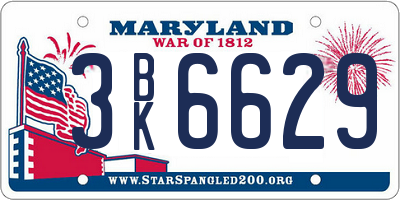 MD license plate 3BK6629