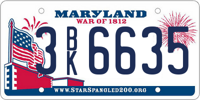 MD license plate 3BK6635