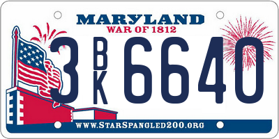 MD license plate 3BK6640