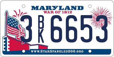 MD license plate 3BK6653
