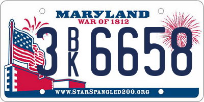 MD license plate 3BK6658