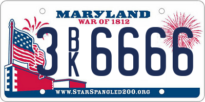MD license plate 3BK6666