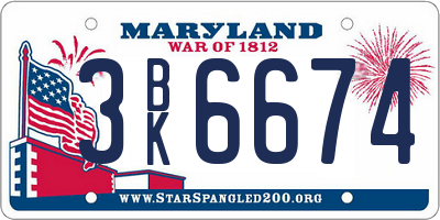 MD license plate 3BK6674