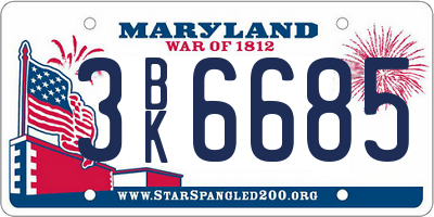 MD license plate 3BK6685