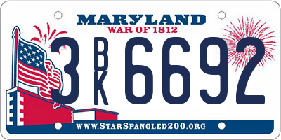 MD license plate 3BK6692