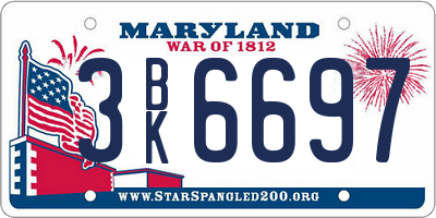 MD license plate 3BK6697