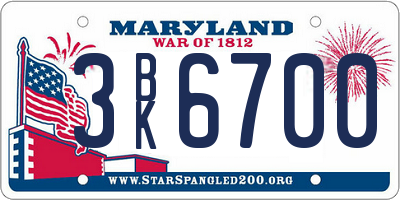 MD license plate 3BK6700