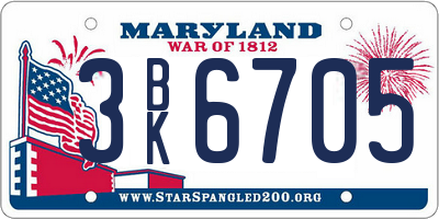 MD license plate 3BK6705