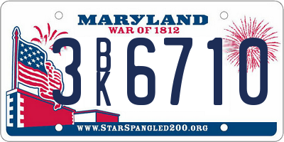 MD license plate 3BK6710