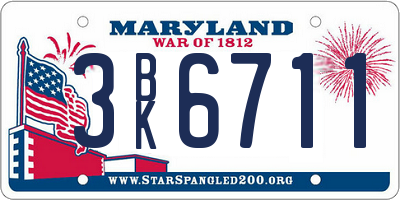 MD license plate 3BK6711