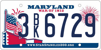 MD license plate 3BK6729
