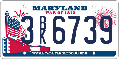 MD license plate 3BK6739