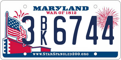 MD license plate 3BK6744