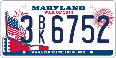 MD license plate 3BK6752