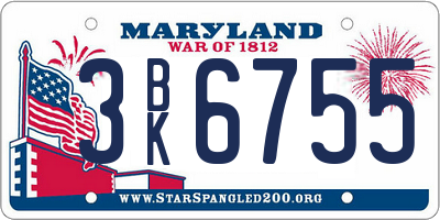 MD license plate 3BK6755
