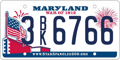 MD license plate 3BK6766