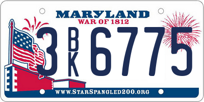 MD license plate 3BK6775
