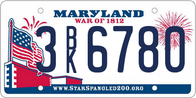 MD license plate 3BK6780