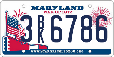 MD license plate 3BK6786