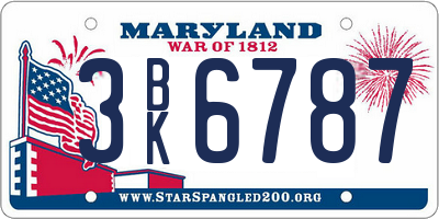 MD license plate 3BK6787