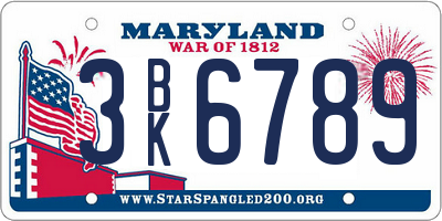 MD license plate 3BK6789
